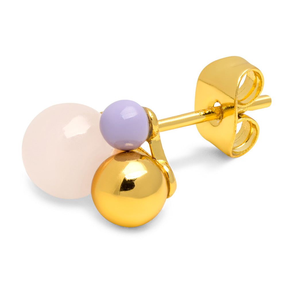 Ørestik - Bouquet Rose Quartz earring - Gold