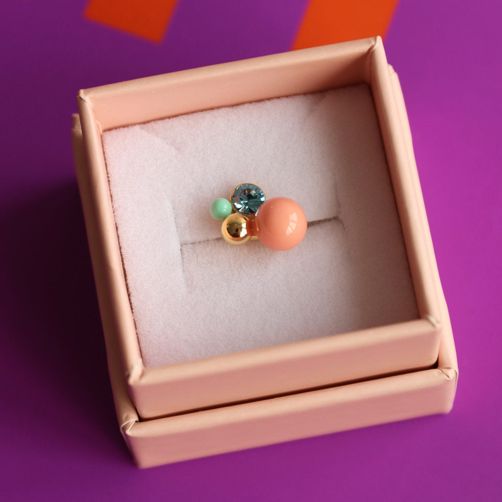 Ørestik - Bouquet Burnt Coral earring  - Gold