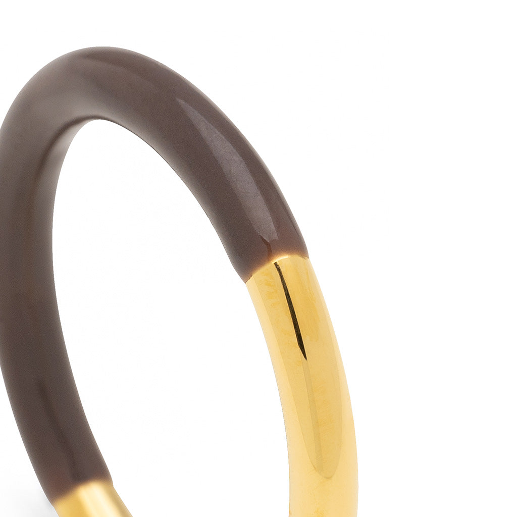 Fingering - Double Color Ring Gold - forgyldt Gold/Cocoa Powder