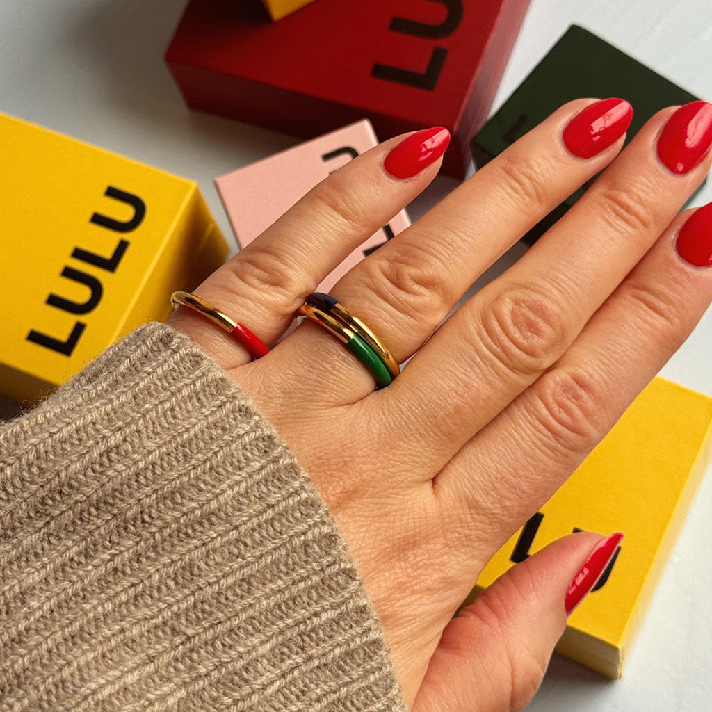 Fingering - Double Color Ring Gold - forgyldt Gold/Cocoa Powder