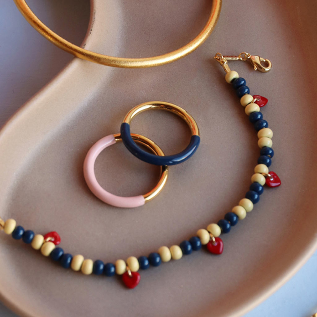 Fingering - Double Color Ring Gold - forgyldt Gold/Gold/Silk Light Pink