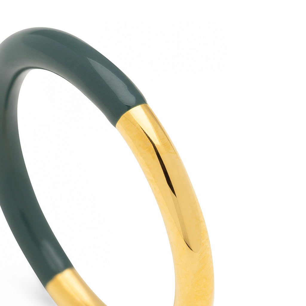 Fingering - Double Color Ring Gold - forgyldt Gold/North Sea Green