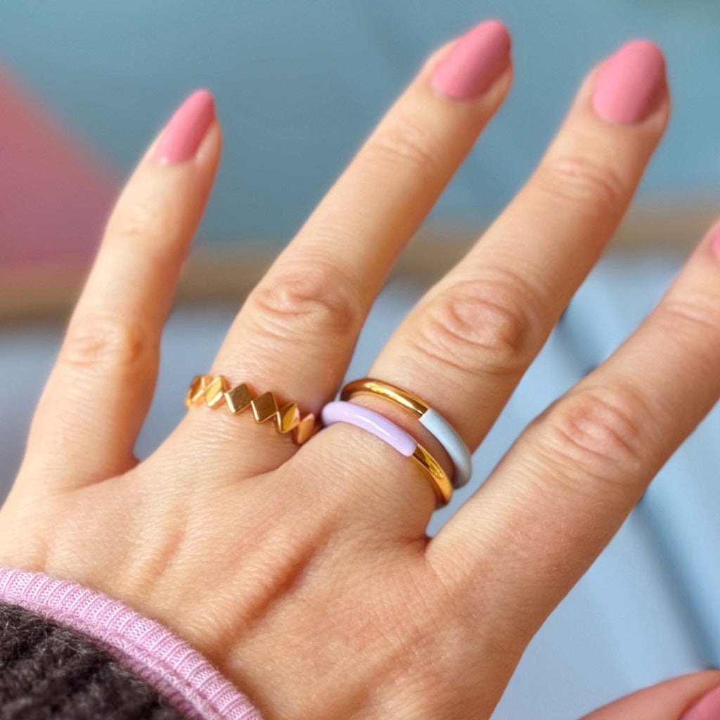 Fingering - Double Color Ring Gold - forgyldt Gold/Purple
