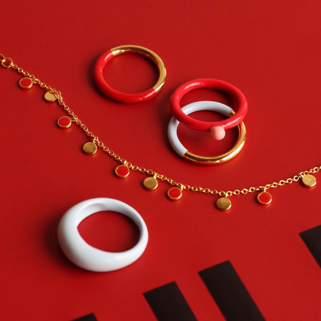Fingering - Double Color Ring Gold - forgyldt Gold/Skyride Blue