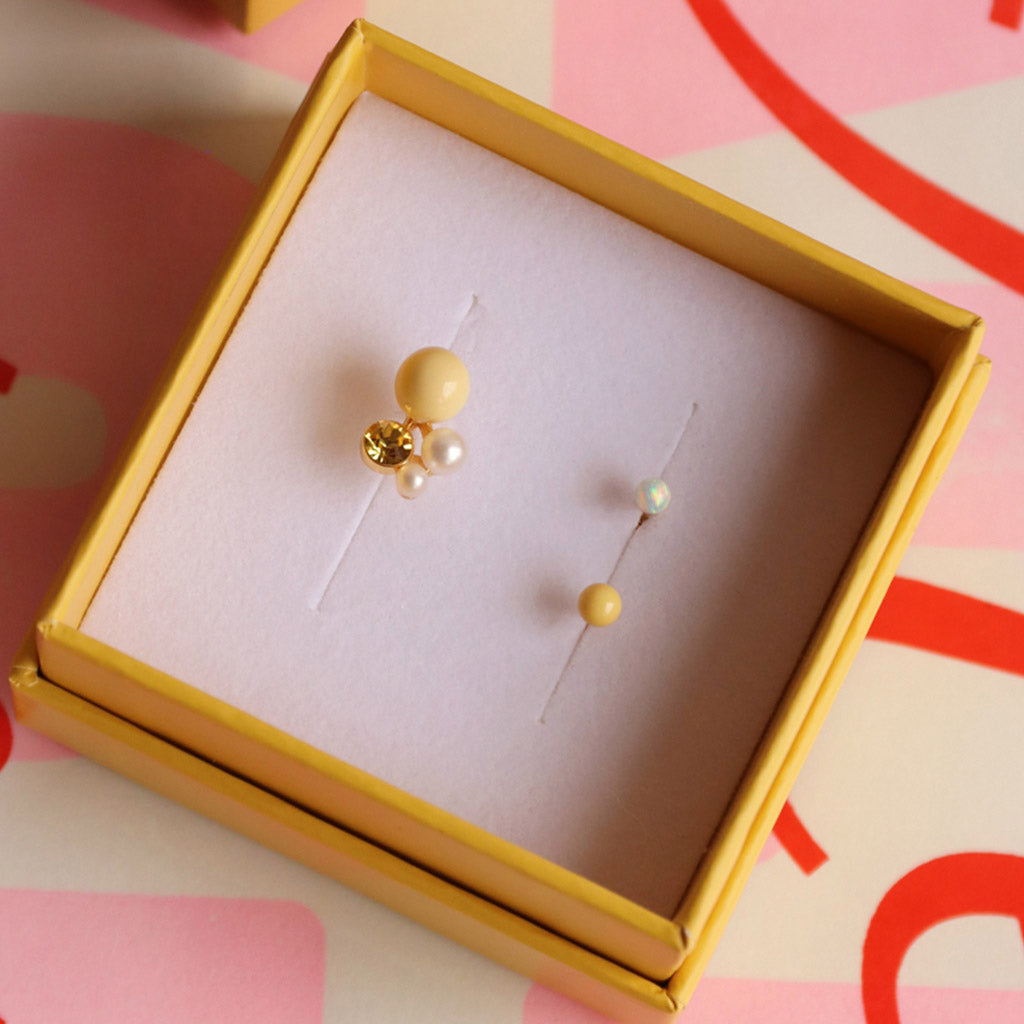 Ørestik - Color Ball Stone earring - Gold