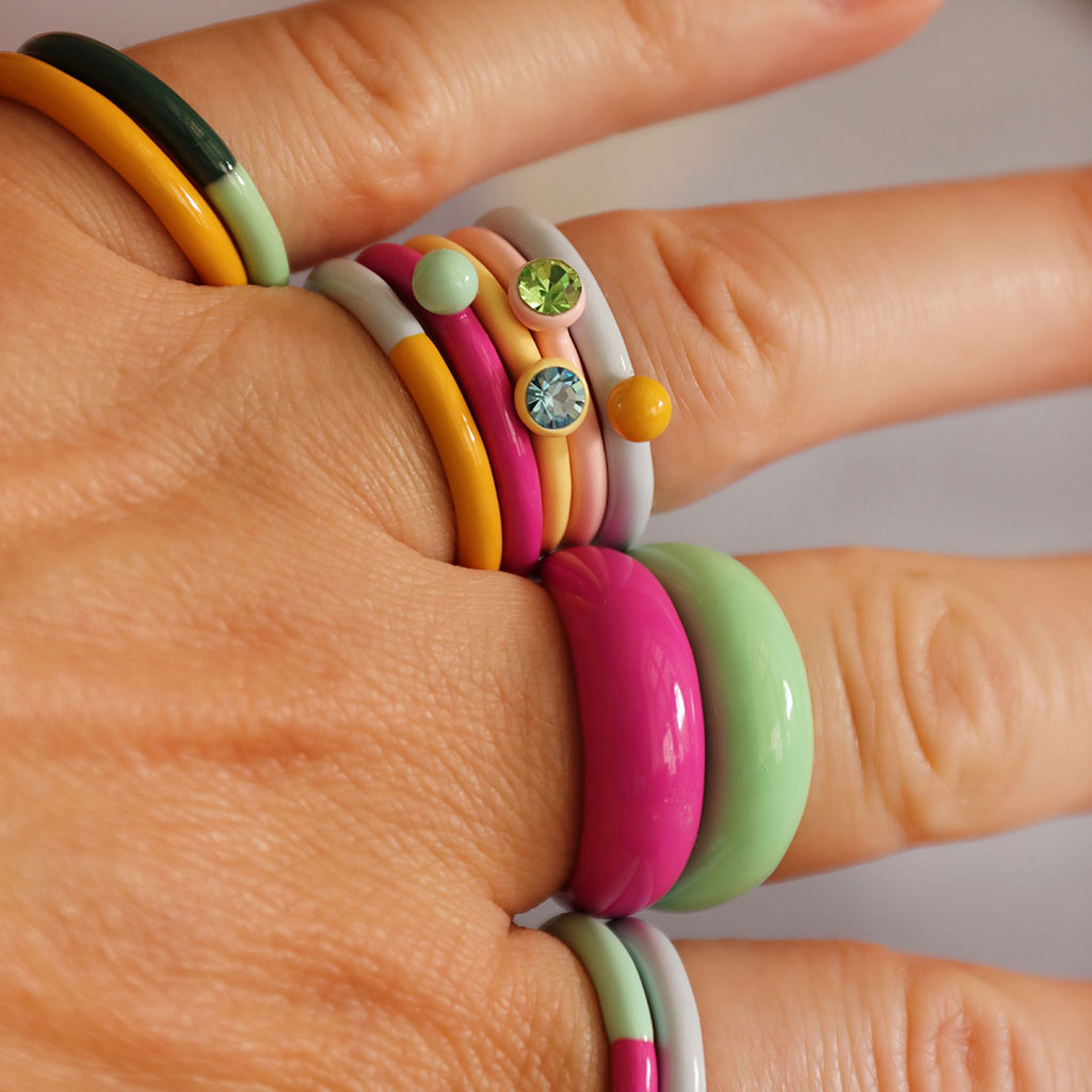Fingering - Color Ring Crystal - Silk Light Pink