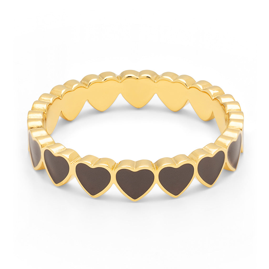 Fingering - Connected Hearts Ring - Cocoa Powder