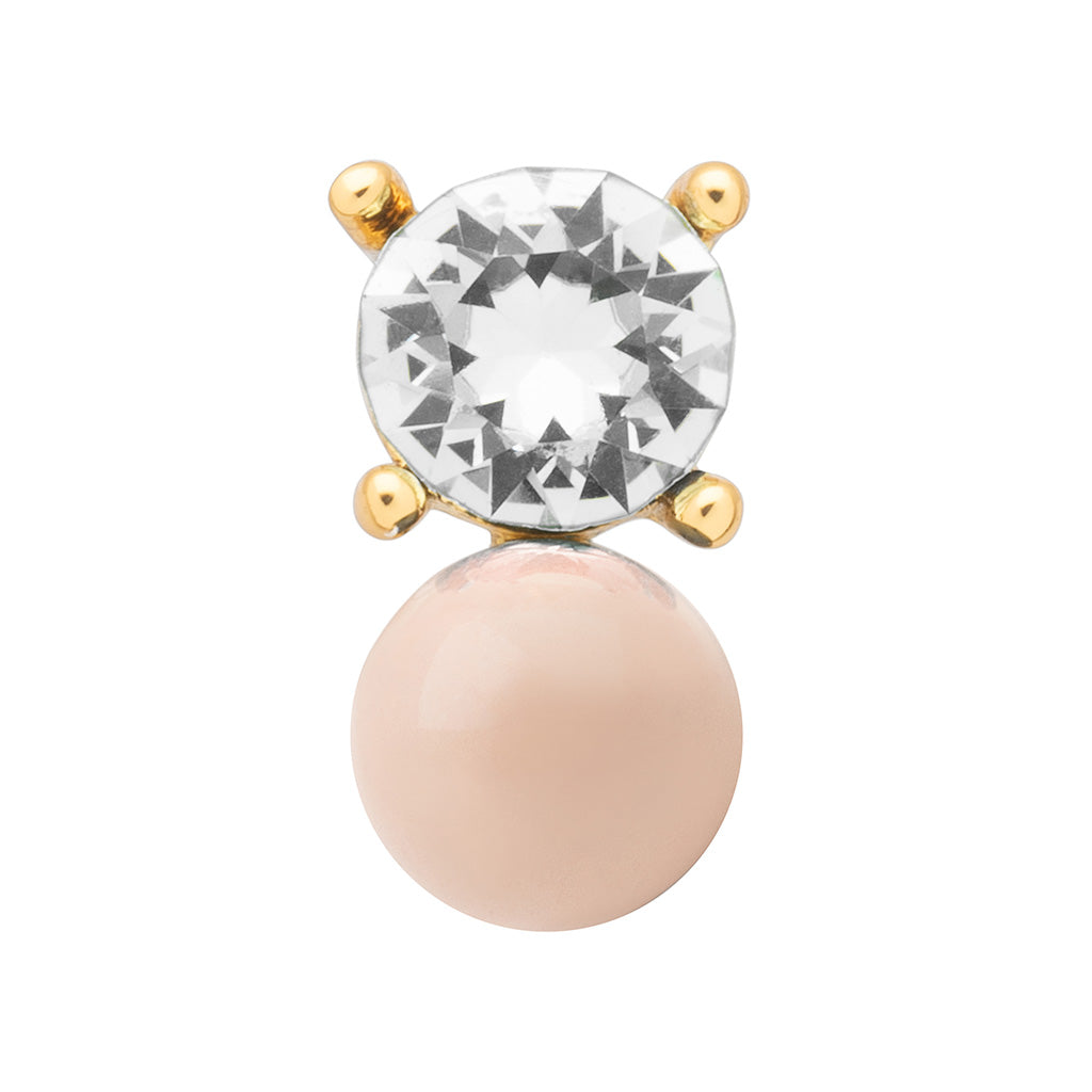 Ørestik - Diamond Eye earring -  Dusty Peach/Crystal - Forgyldt