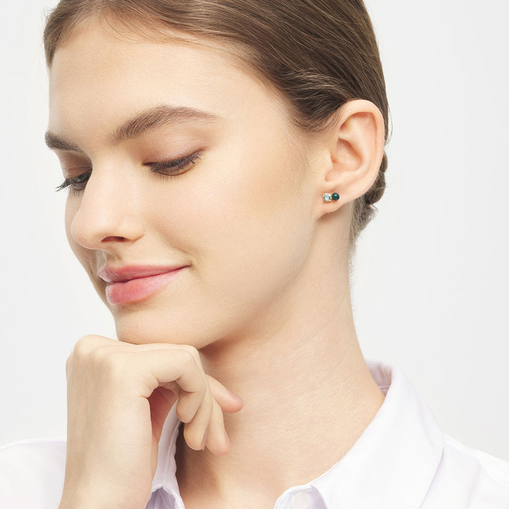 Ørestik - Diamond Eye earring -  North sea green/Chrysolite - Forgyldt