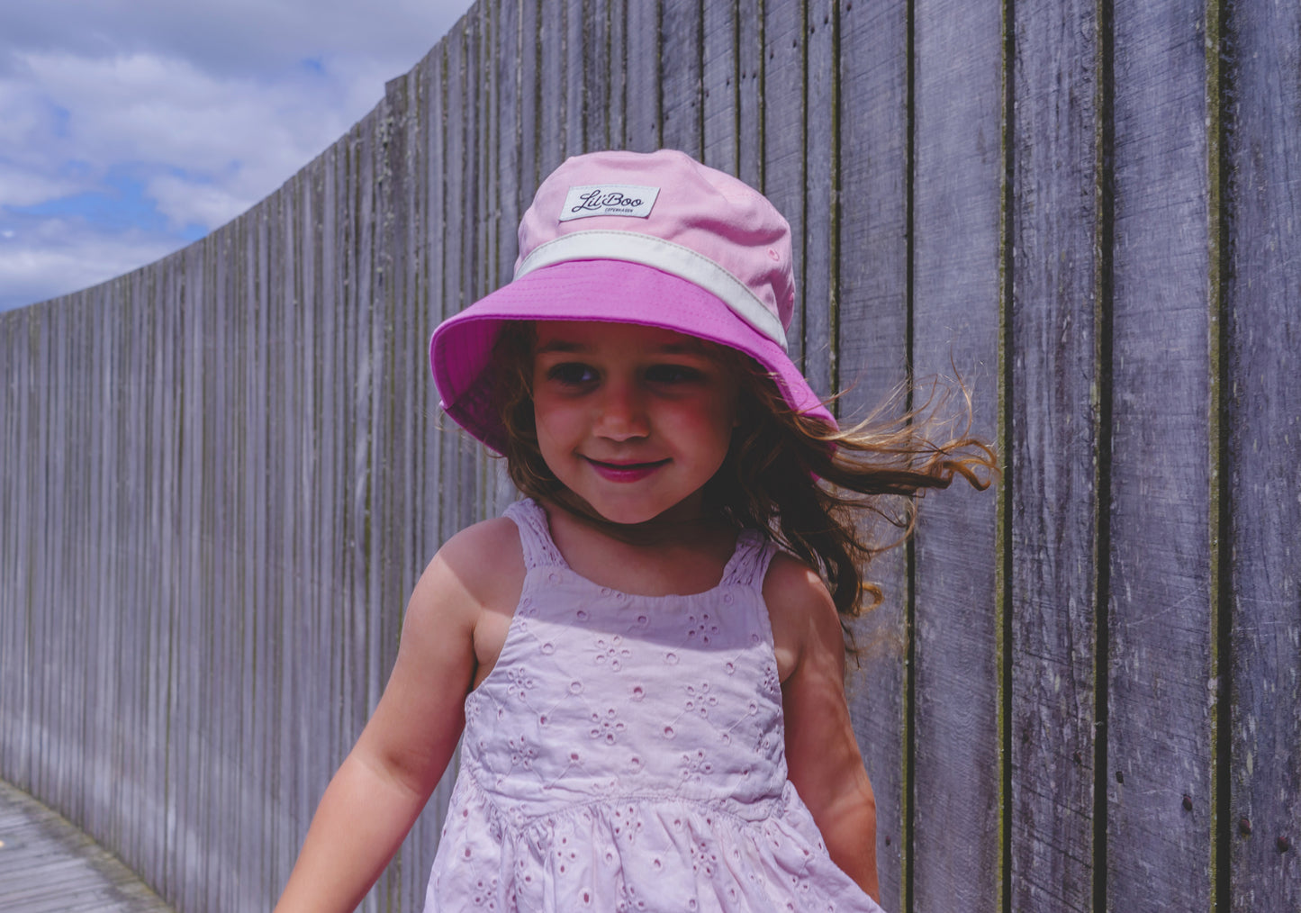 Lil' Boo Block Bucket Hat - Pink/Purple 2-6 år