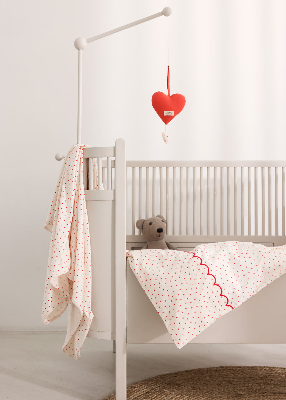 MarMar - Sengetøj Scallop Baby - Crispy Poplin - Happy Hearts