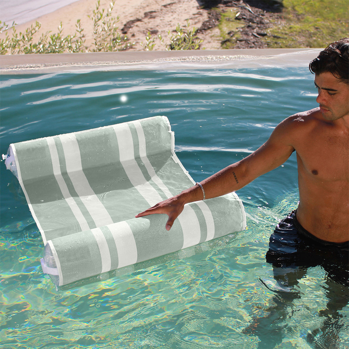Mesh Hammock Float  - Seagrass Stripe