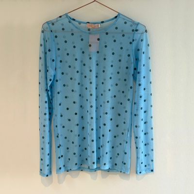Mesh bluse m prikker - Blå