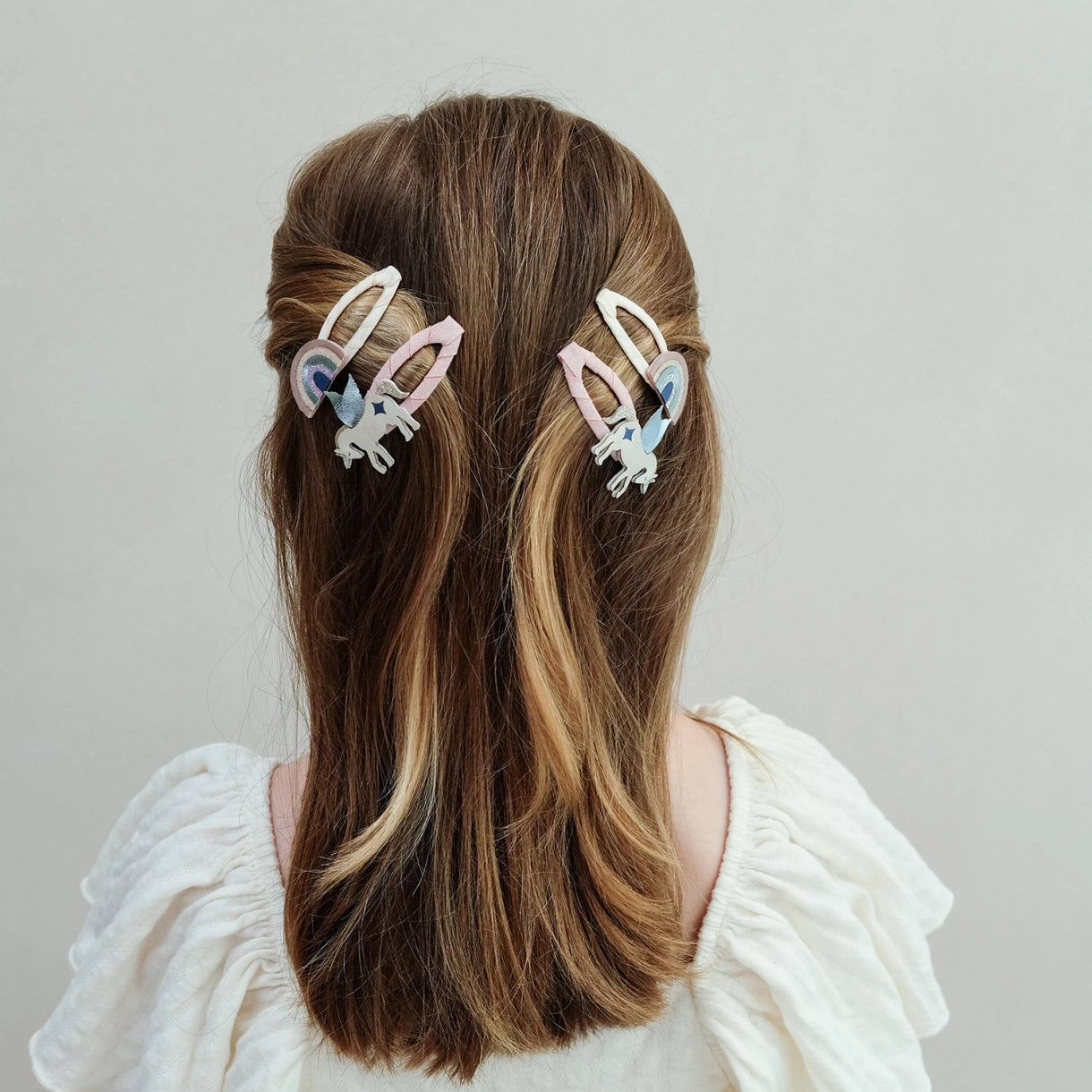 4 hårspænder - Winged Unicorn Celeste