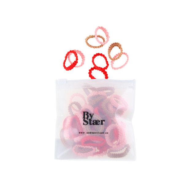 Mini Hår elastikker - 50 stk - Pink/Rød