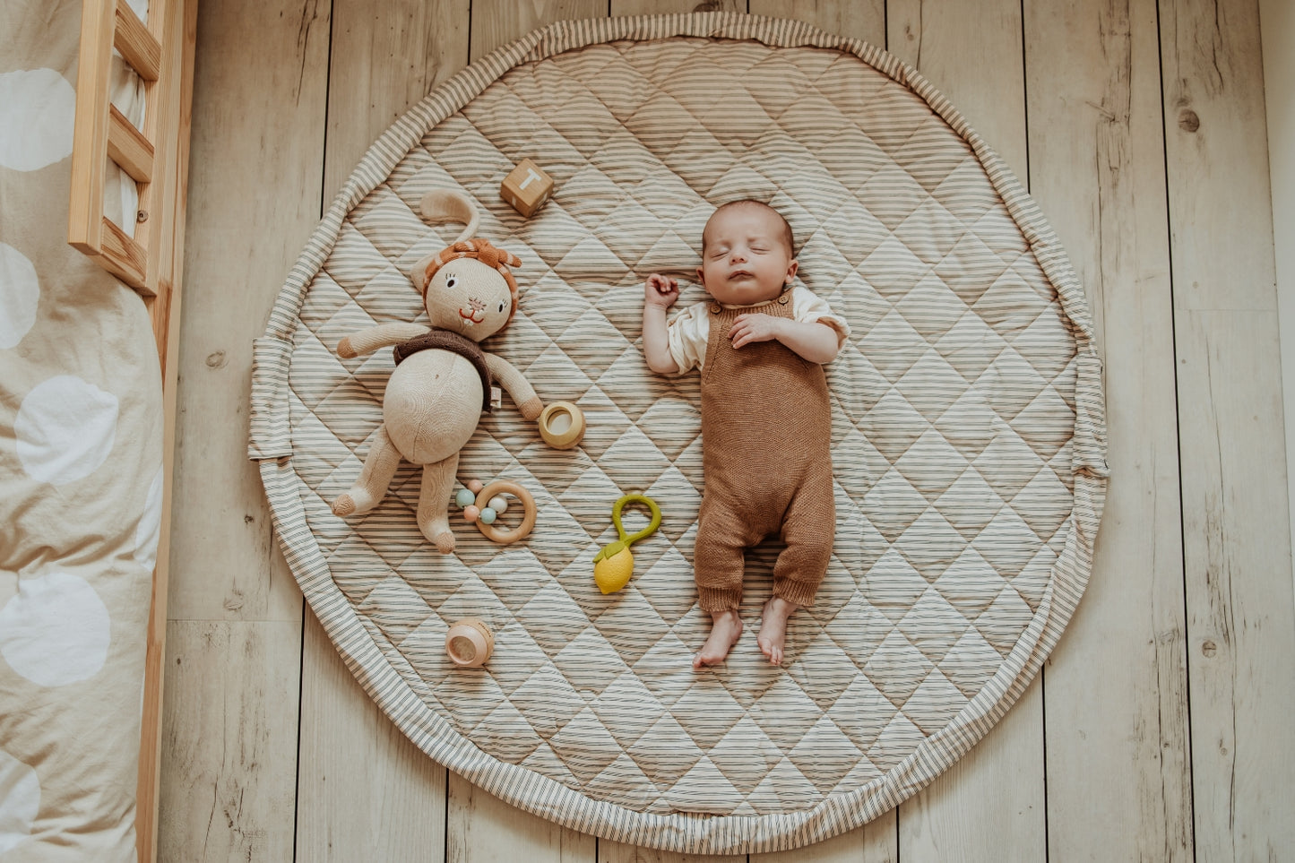 Play & Go baby legetæppe og opbevaring - Blue Stripes Organic
