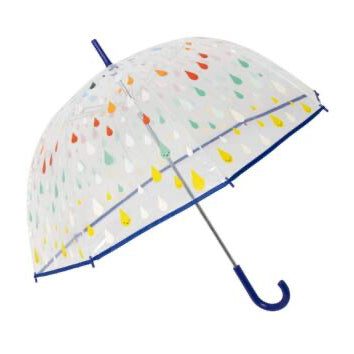 Paraply - Børn - Farverige Regndråber – Transparent 87 cm