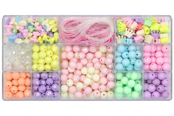 Pastel perle mix m elastiksnor ass. former