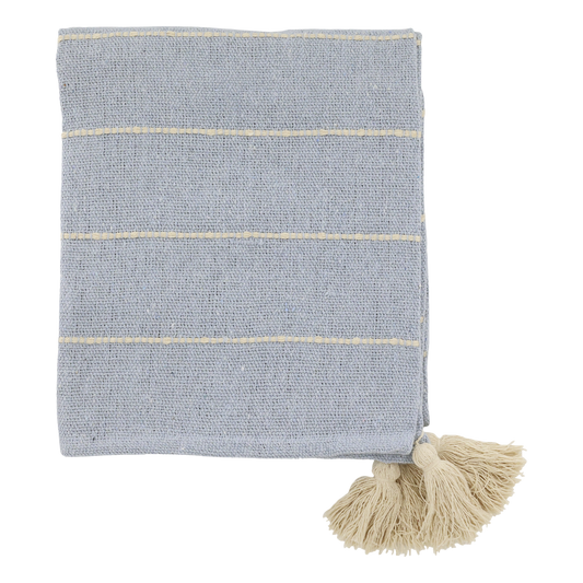 Plaid med kvaster - Sky Blue