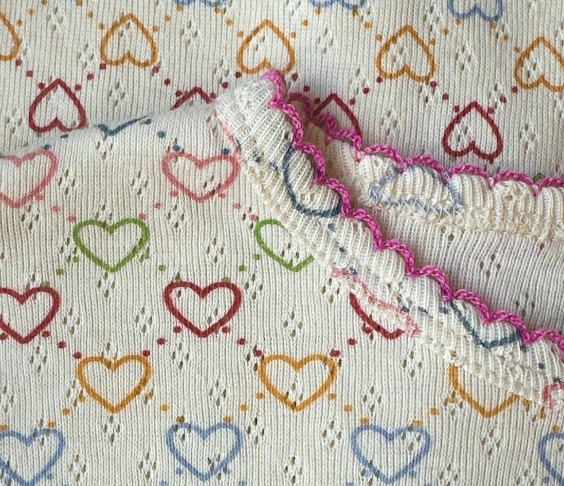Kortærmet body - Pointelle multi hearts mini
