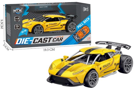 Pull back car w/sound, yellow