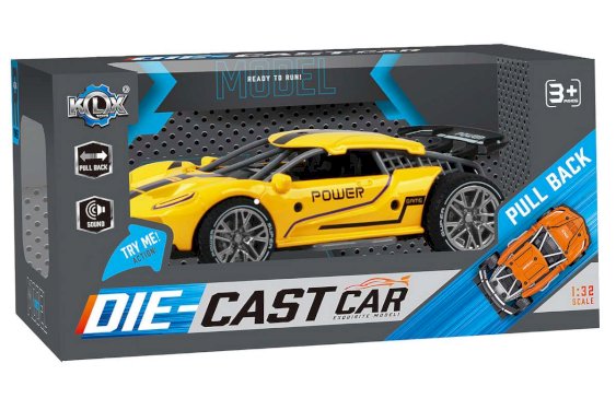 Pull back car w/sound, yellow