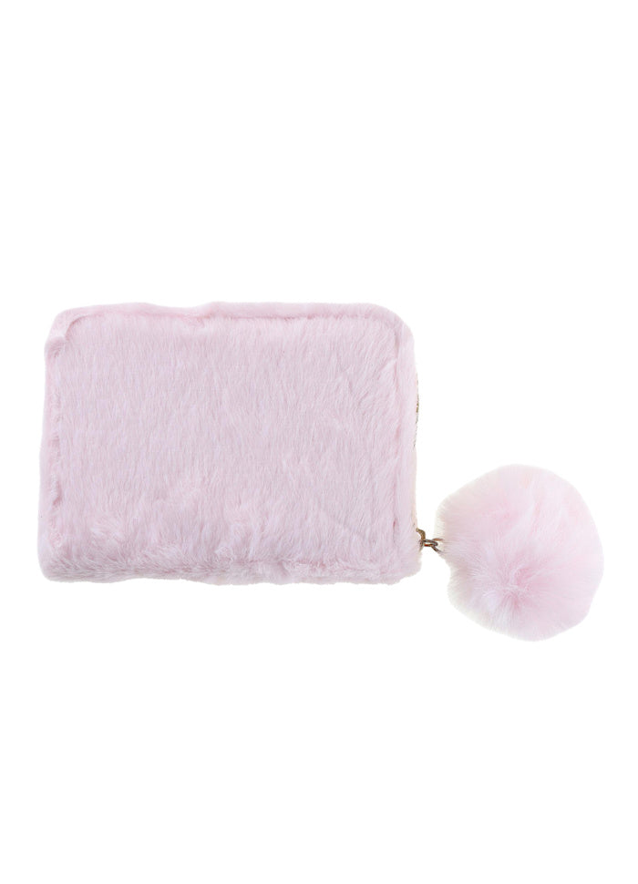 Pung - Fluffy med glimmer hjerte - Rosa