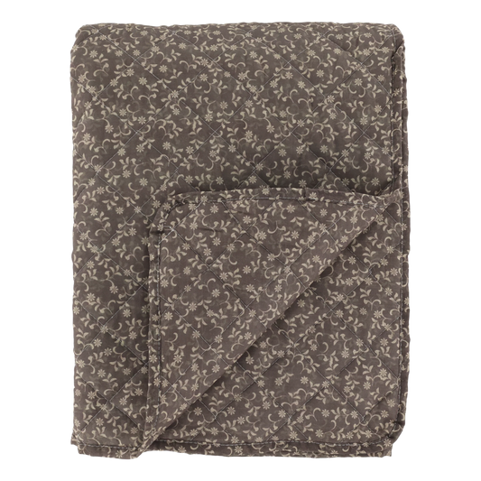 Quilt m. bladmønster - latte og sand