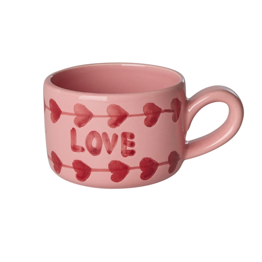 Rice Keramik Cappuccino Kop - Pink - Hand-painted - LOVE
