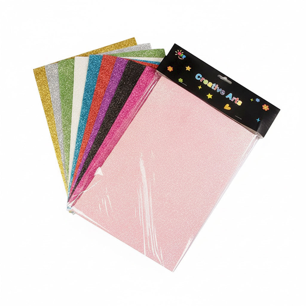 Skumplader A4 m/glimmer 10stk. ass. farver