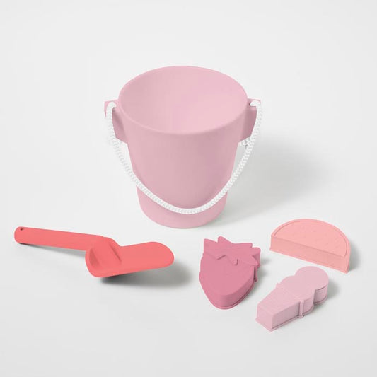Strandsæt - Silicone Bucket & Spade Set Pink