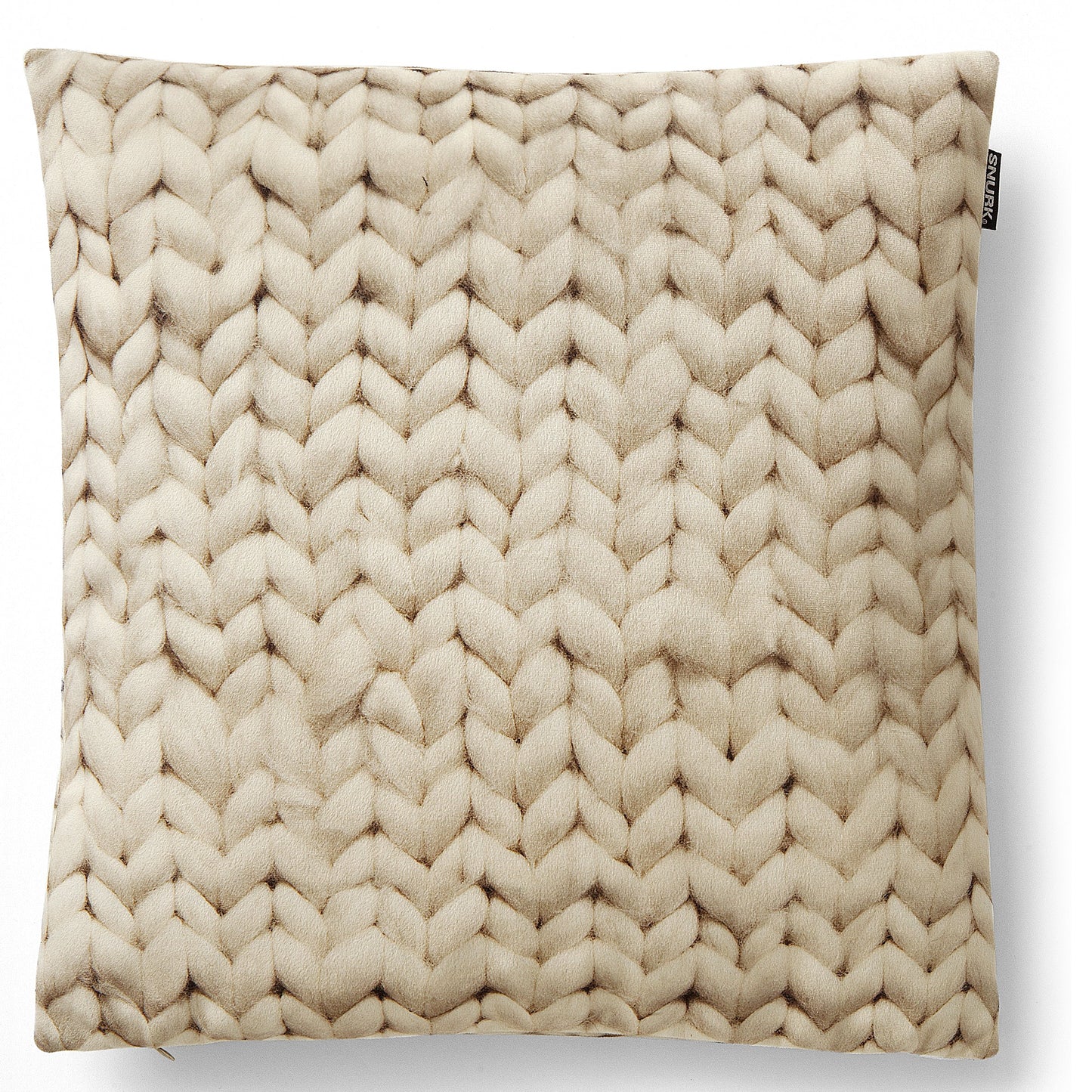 Snurk Pudebetræk Pyntepude Velour - Strik Beige