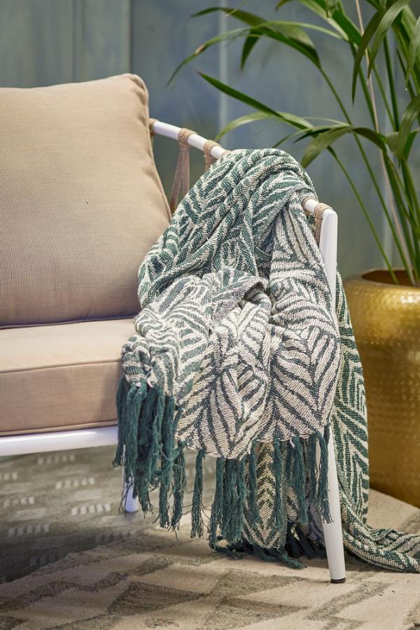 Ugento Plaid - Grøn - Genanvendt Bomuld - Bloomingville