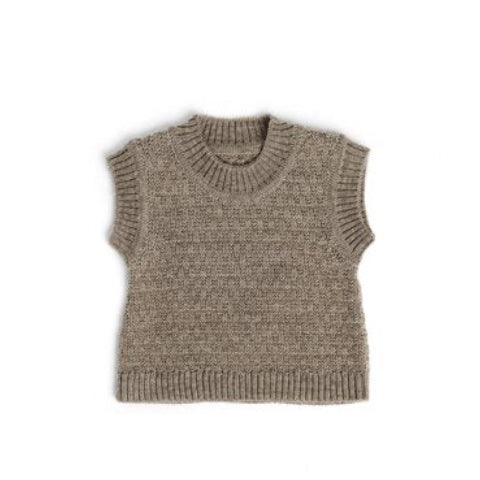 Vest - Square strik -  merino uld - natur meleret