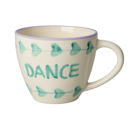 Rice Stor Keramik Kop - Off White - Hand-painted DANCE