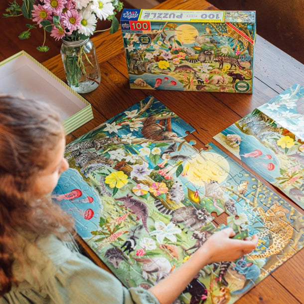 eeBoo - Puslespil 100 brk - Selvlysende nattedyr