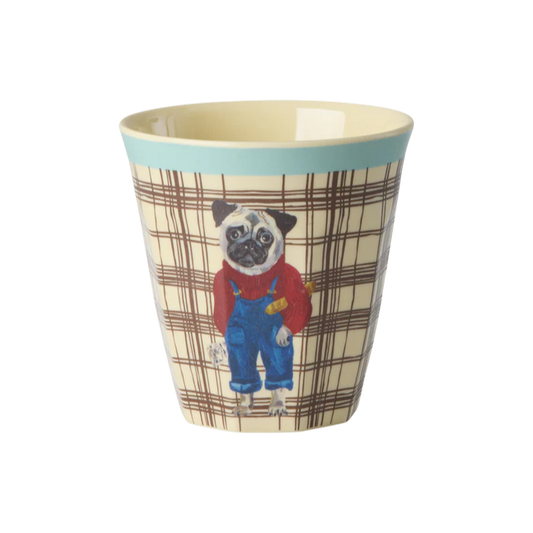 Rice Melamine Kids Cup with Natalie Lété Print - Lyseblå Mops 160ml
