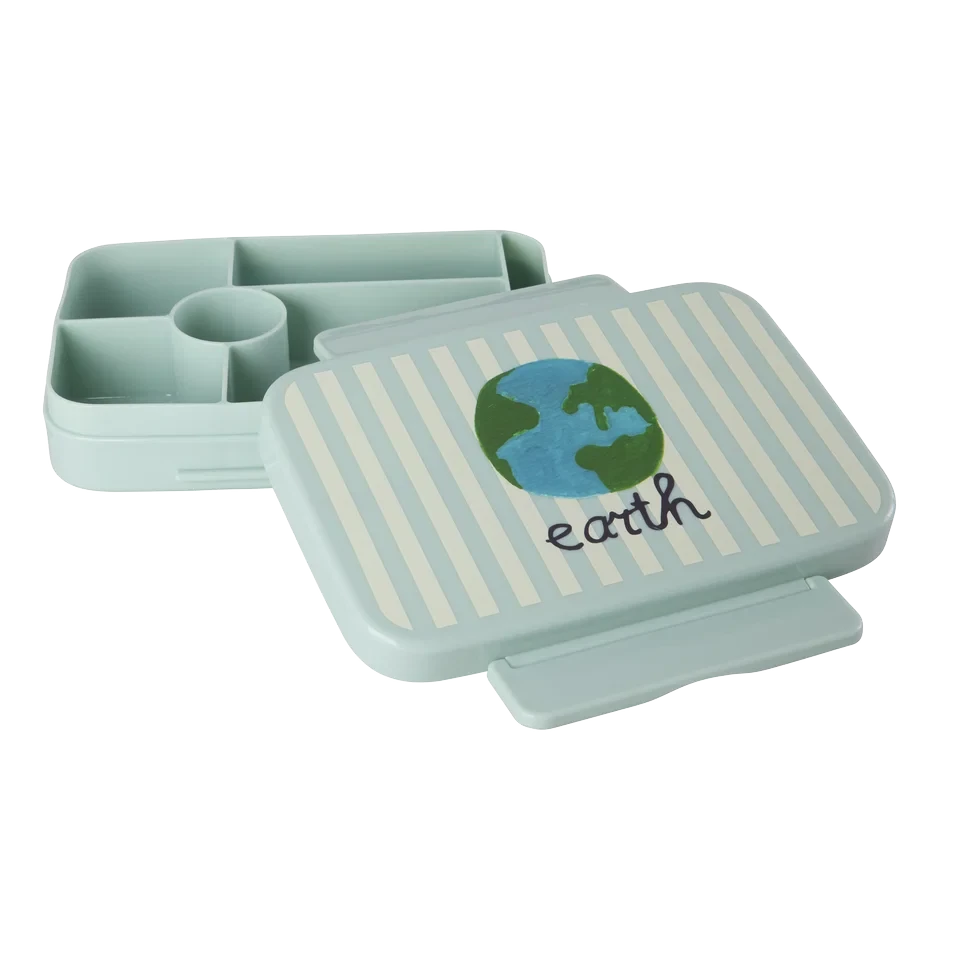Madkasse med 6 Rooms - Plastic - Pink ABC Earth Print