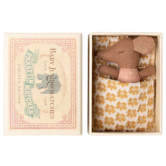 Maileg Sleepy wakey baby mus i tændstikæske - Rosa