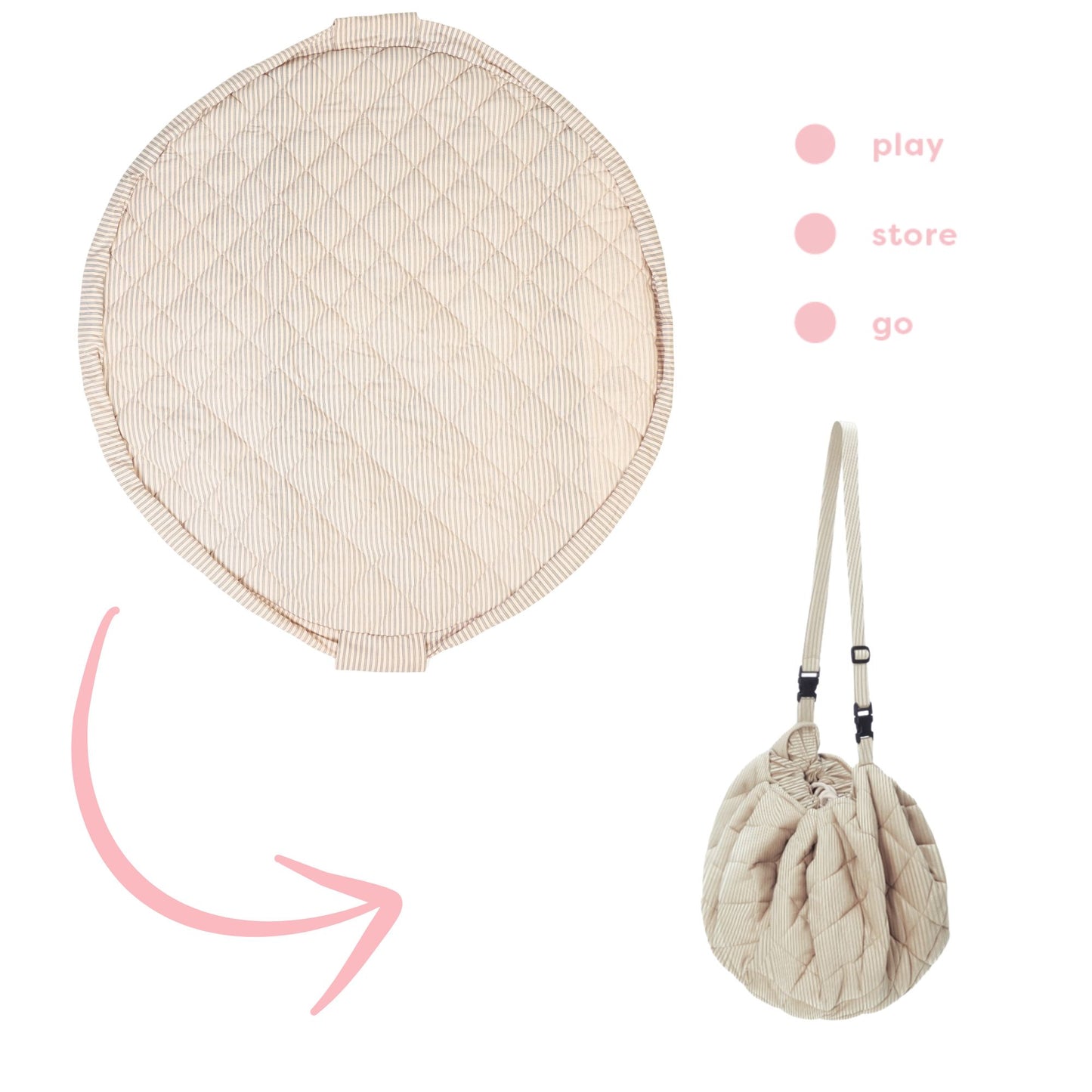 Play & Go baby legetæppe og opbevaring - Blue Stripes Organic