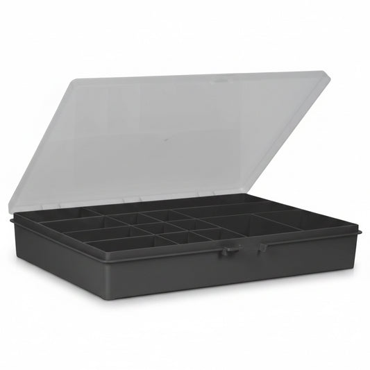 raaco Opbevaringsboks m/14 rum - 5,5 x 33,2 x 25,4 cm - sort