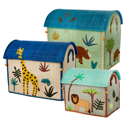 Raffia Opbevaringshus - Multifarvet - Jungle Theme