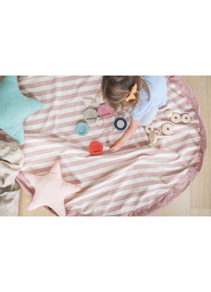 Play & Go legetæppe og opbevaring - striber - Pink